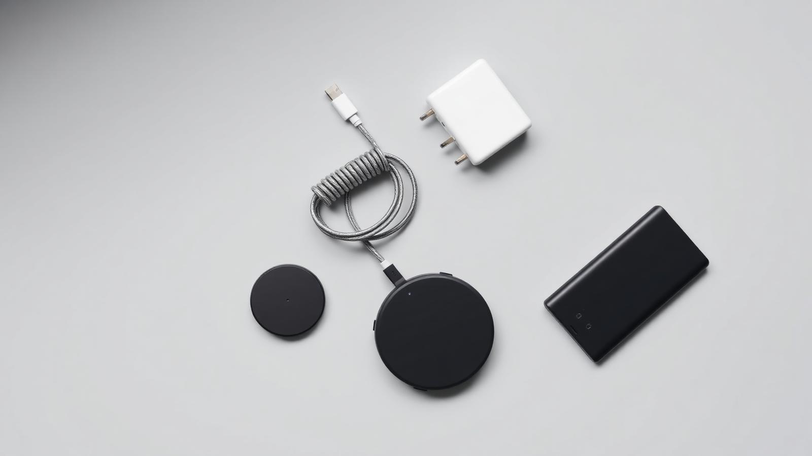 Phone charger, cable, wireless charging puck and power bank